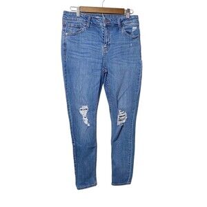 Old Navy Rockstar Womens SZ 12 Blue Denim Super Skinny Mom High Rise Stretch